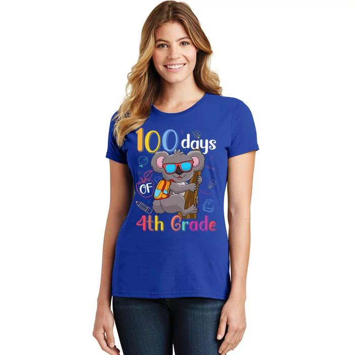 100 Days Of 4Th Grade Koala 100Th Day School Fourth Grade Gift Women's T-Shirt