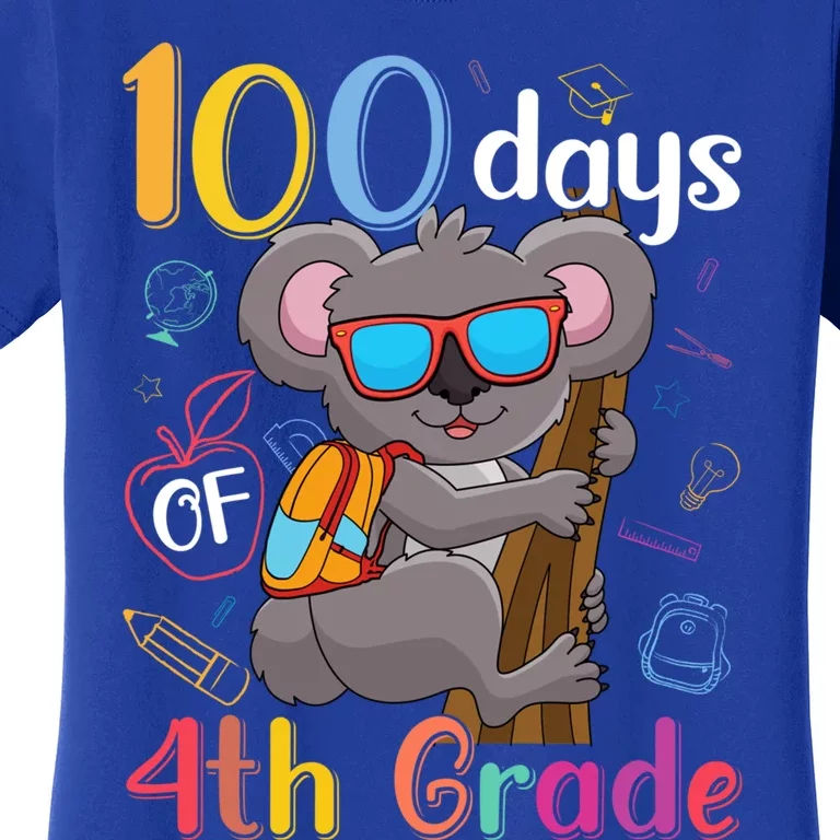 100 Days Of 4Th Grade Koala 100Th Day School Fourth Grade Gift Women's T-Shirt