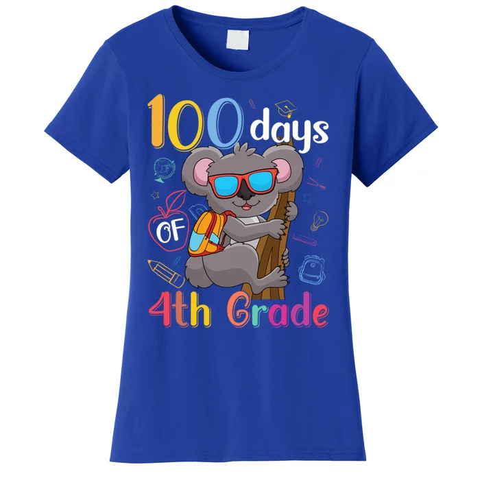 100 Days Of 4Th Grade Koala 100Th Day School Fourth Grade Gift Women's T-Shirt