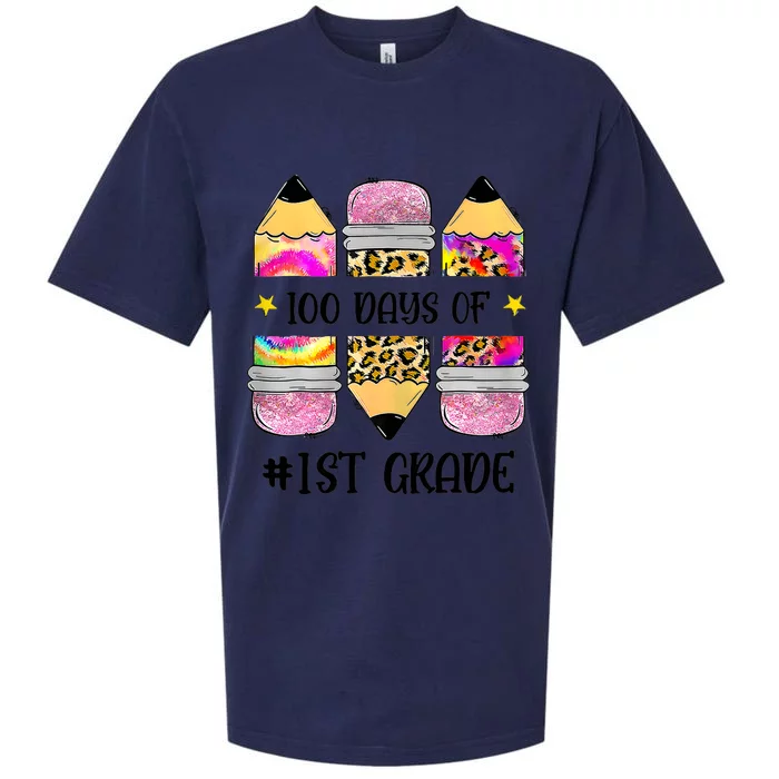 100 Days Of 1st Grade Funny 100 Days Of School Sueded Cloud Jersey T-Shirt