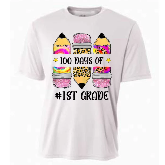 100 Days Of 1st Grade Funny 100 Days Of School Cooling Performance Crew T-Shirt