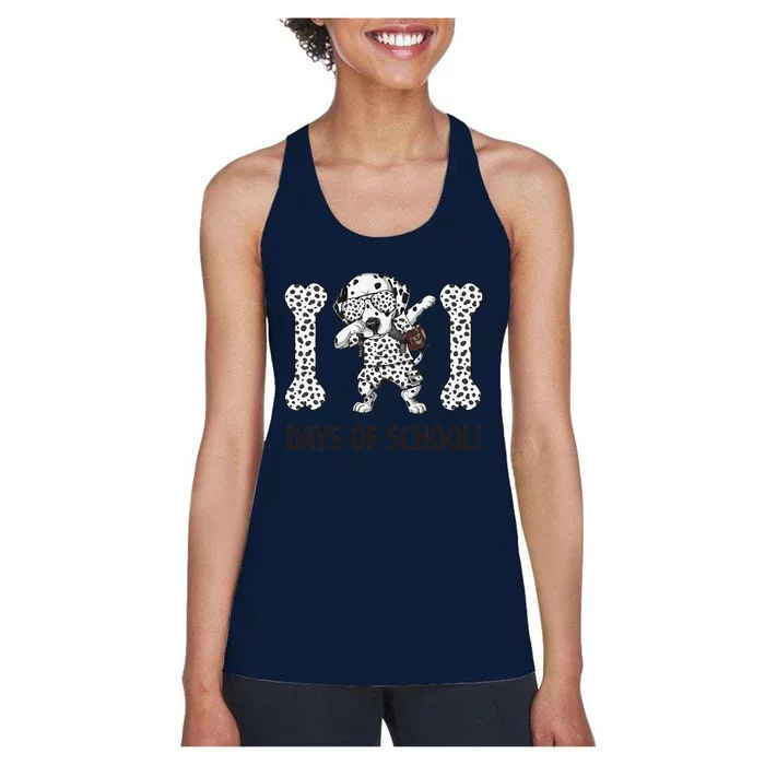 101 Days Of School Dalmatian Dabbing Dog Teachers Women's Racerback Tank