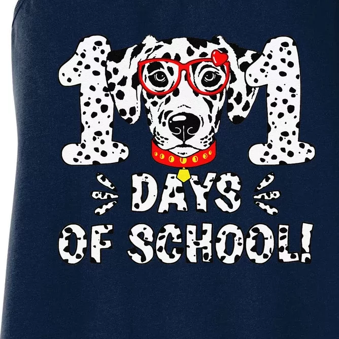 101 Days Of School Dalmatian Dog Teacher 100th Day Of School Gift Women's Racerback Tank