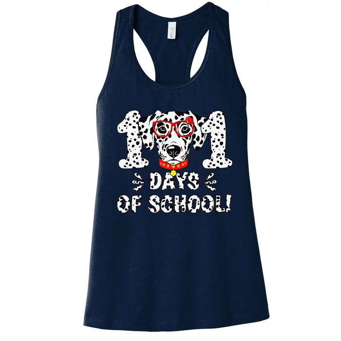 101 Days Of School Dalmatian Dog Teacher 100th Day Of School Gift Women's Racerback Tank