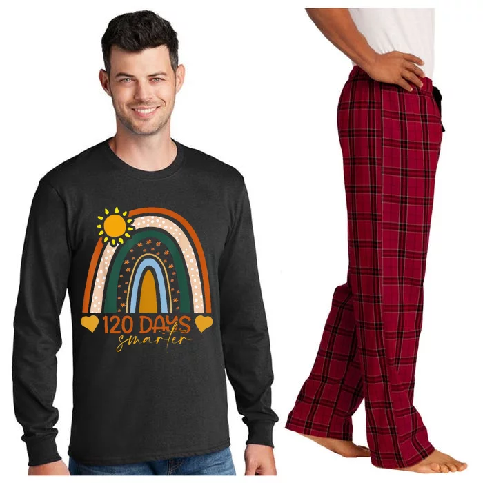 120th Day Of School Teacher 120 Days Smarter Rainbow Funny Long Sleeve Pajama Set