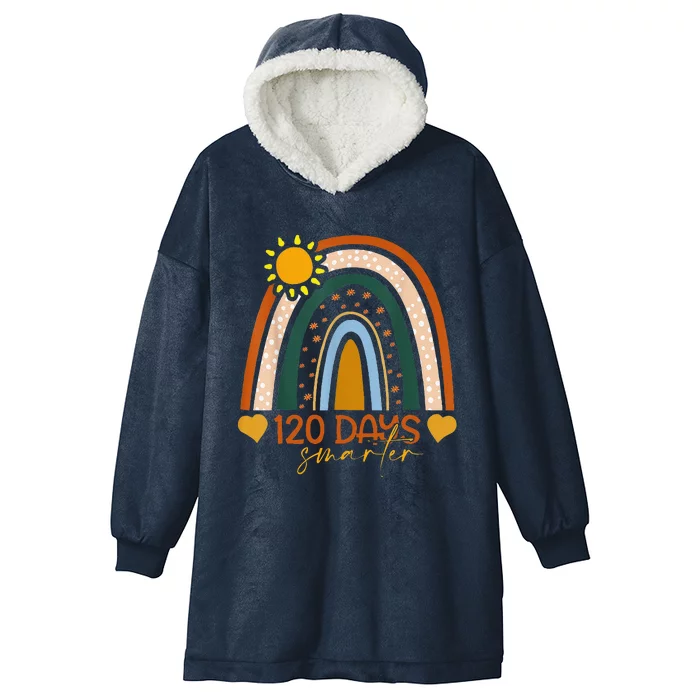 120th Day Of School Teacher 120 Days Smarter Rainbow Funny Hooded Wearable Blanket