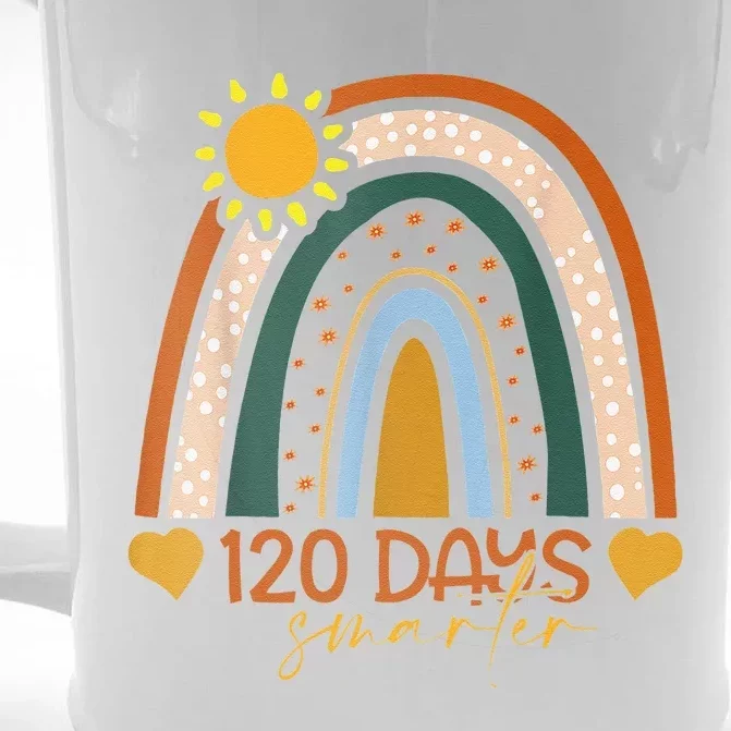 120th Day Of School Teacher 120 Days Smarter Rainbow Funny Front & Back Beer Stein