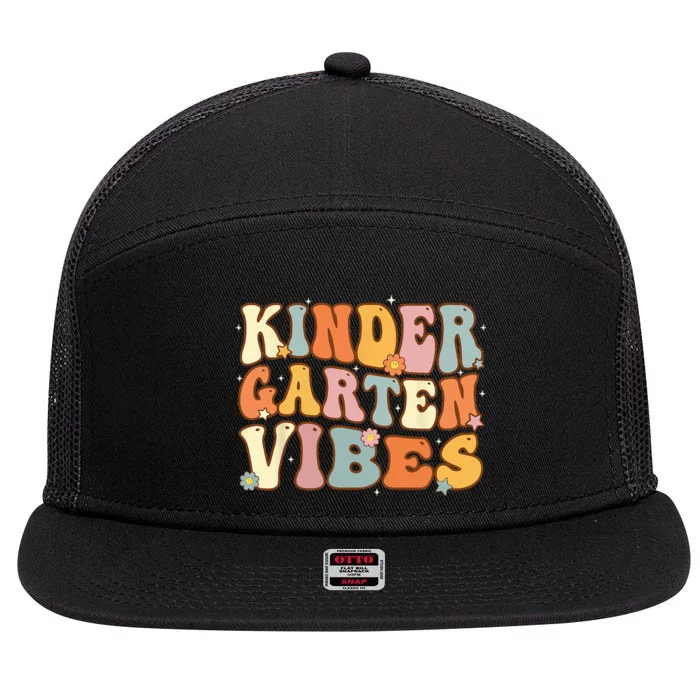 1st Day of School Kindergarten Vibes Student Teacher 7 Panel Mesh Trucker Snapback Hat