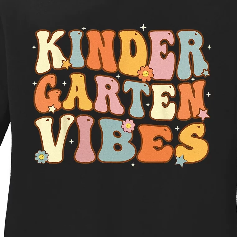 1st Day of School Kindergarten Vibes Student Teacher Ladies Long Sleeve Shirt