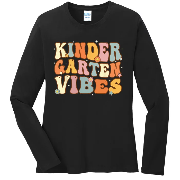 1st Day of School Kindergarten Vibes Student Teacher Ladies Long Sleeve Shirt