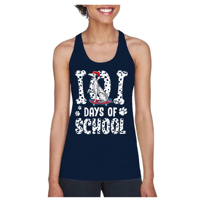 101 Days Of School Dalmatian Skateboard Smarter Women's Racerback Tank