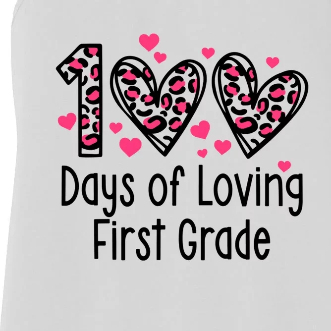 100 Days Of Loving First Grade Heart 100Th Day Of School Cool Gift Women's Racerback Tank