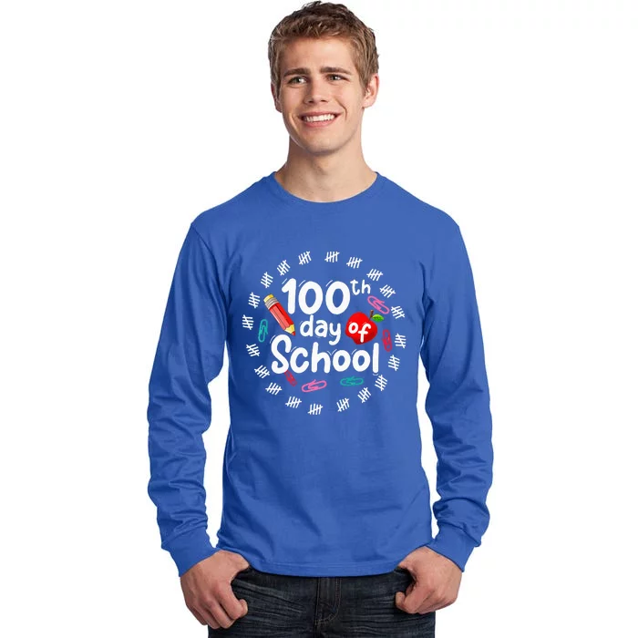 100th Day Of School For Teachers 100 Days Smarter Tall Long Sleeve T-Shirt