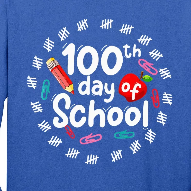 100th Day Of School For Teachers 100 Days Smarter Tall Long Sleeve T-Shirt