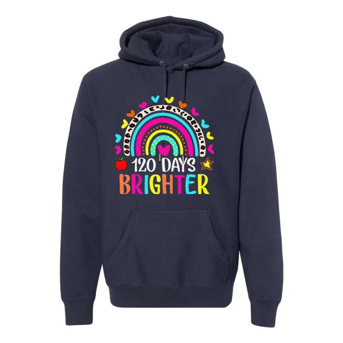 120th Day Of School Teacher 120 Days Brighter Boho Rainbow Premium Hoodie