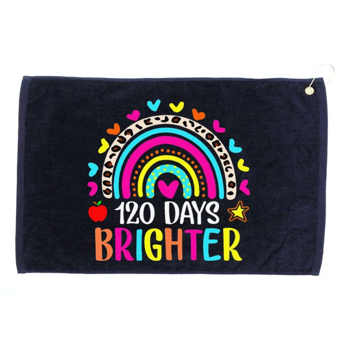 120th Day Of School Teacher 120 Days Brighter Boho Rainbow Grommeted Golf Towel