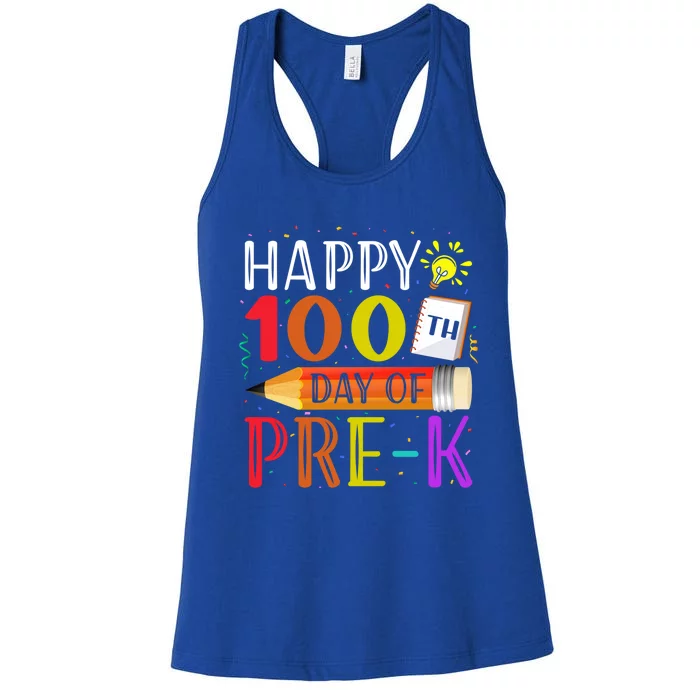 100 Days Of School Teacher Student 100th Day Pregiftk Gift Women's Racerback Tank