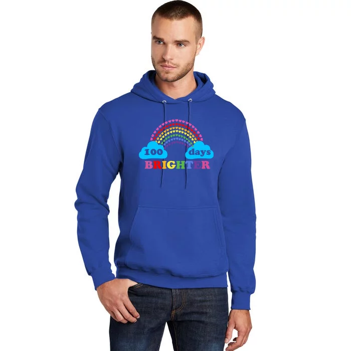 100 Days Of Brighter Colorful Rainbow 100 Days Of School Gift Tall Hoodie