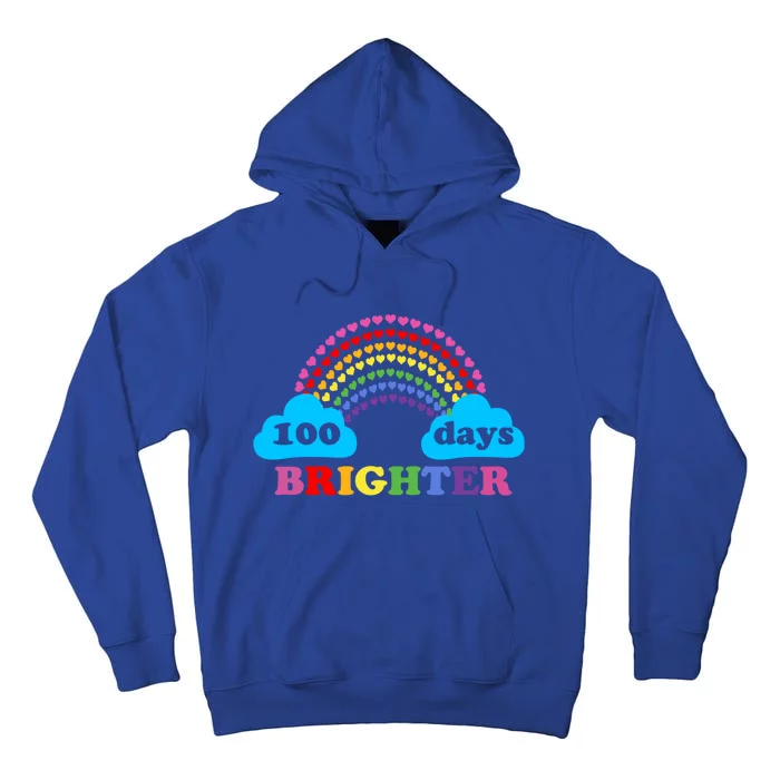 100 Days Of Brighter Colorful Rainbow 100 Days Of School Gift Tall Hoodie