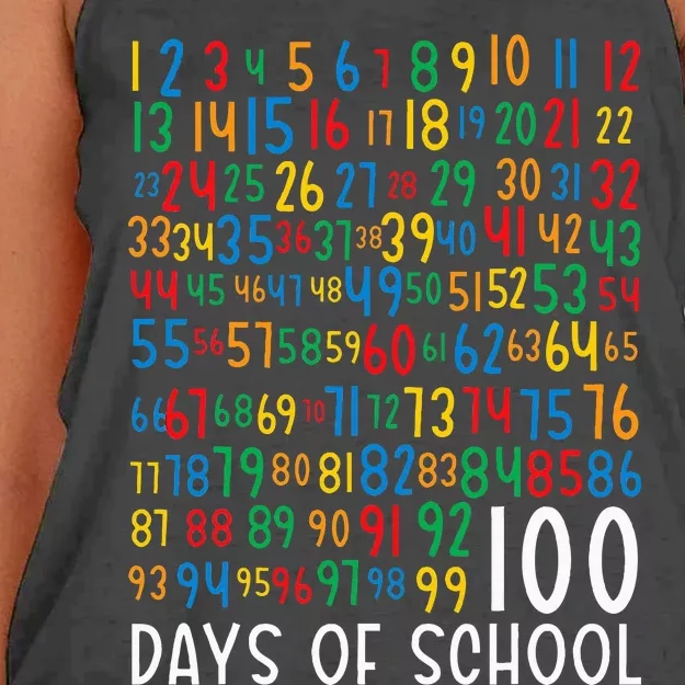 100th Day Of School 100 Days Learning Math Numbers Women's Knotted Racerback Tank