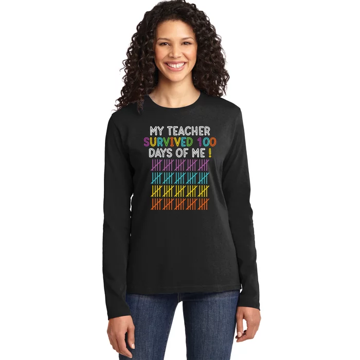 100 Days Of School Happy 100th Day Of School Teacher Student Ladies Long Sleeve Shirt