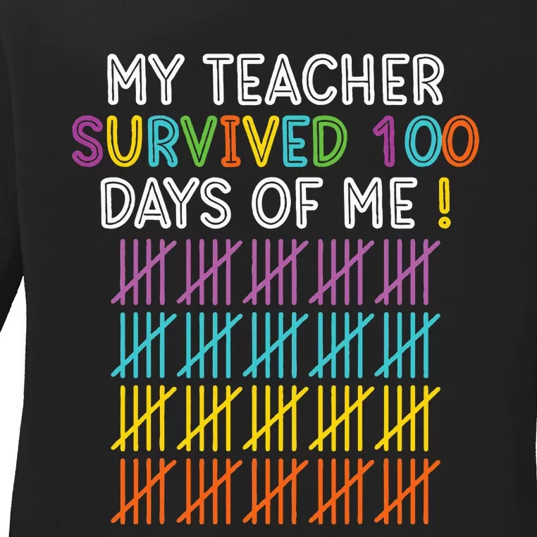 100 Days Of School Happy 100th Day Of School Teacher Student Ladies Long Sleeve Shirt