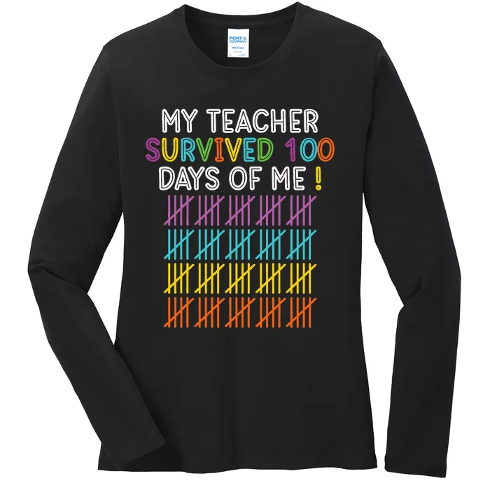 100 Days Of School Happy 100th Day Of School Teacher Student Ladies Long Sleeve Shirt