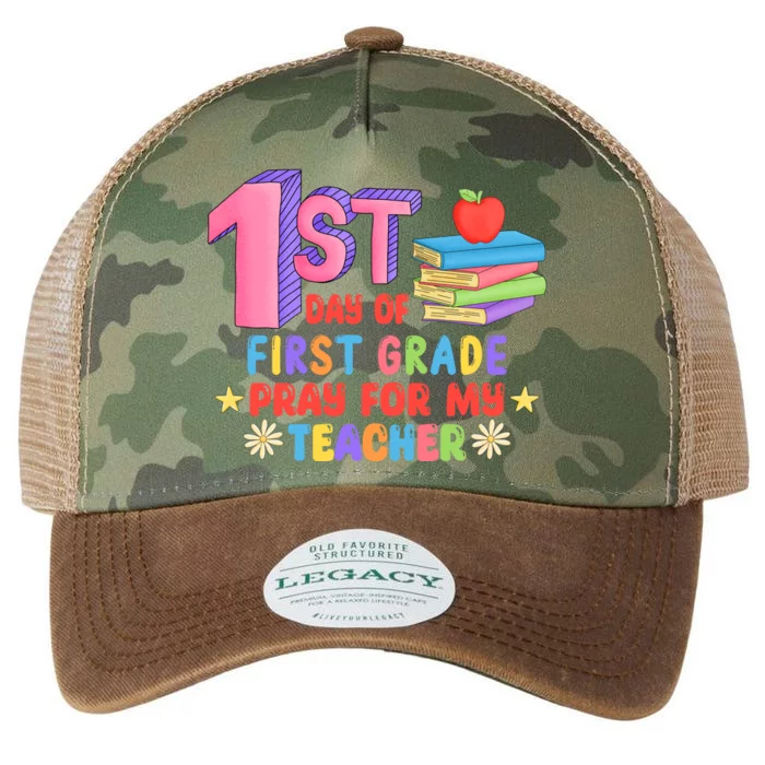 1st Day Of First Grade Pray For My Teacher Legacy Tie Dye Trucker Hat