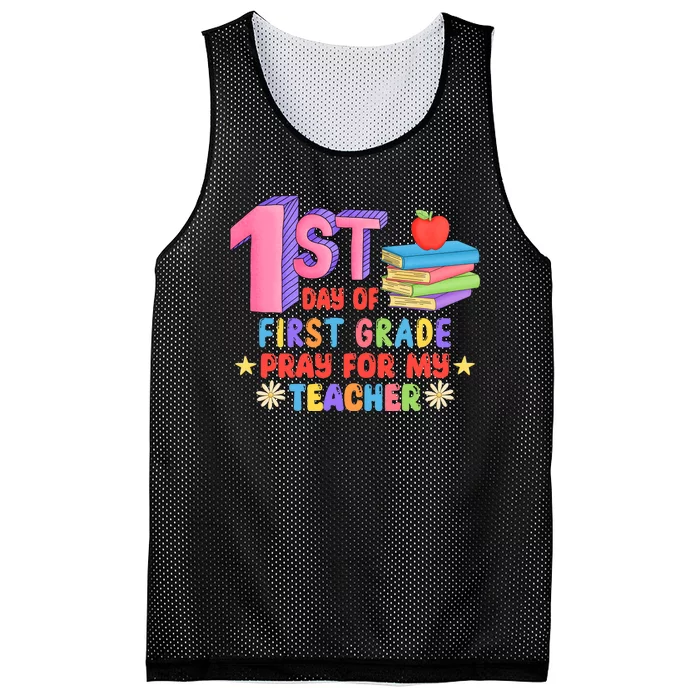 1st Day Of First Grade Pray For My Teacher Mesh Reversible Basketball Jersey Tank