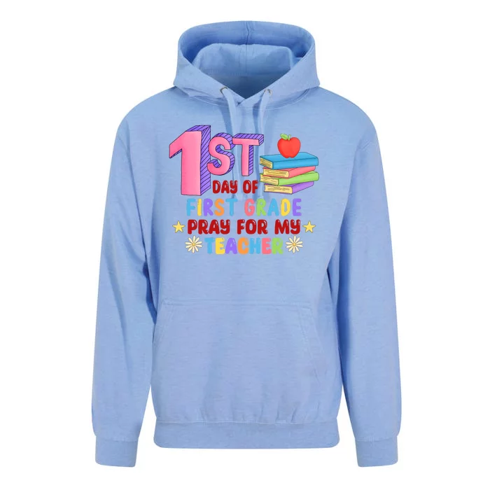 1st Day Of First Grade Pray For My Teacher Unisex Surf Hoodie