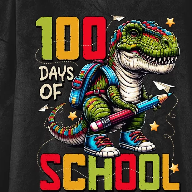 100 Days Of School Trex 100 Days Smarter 100th Day Of School Hooded Wearable Blanket