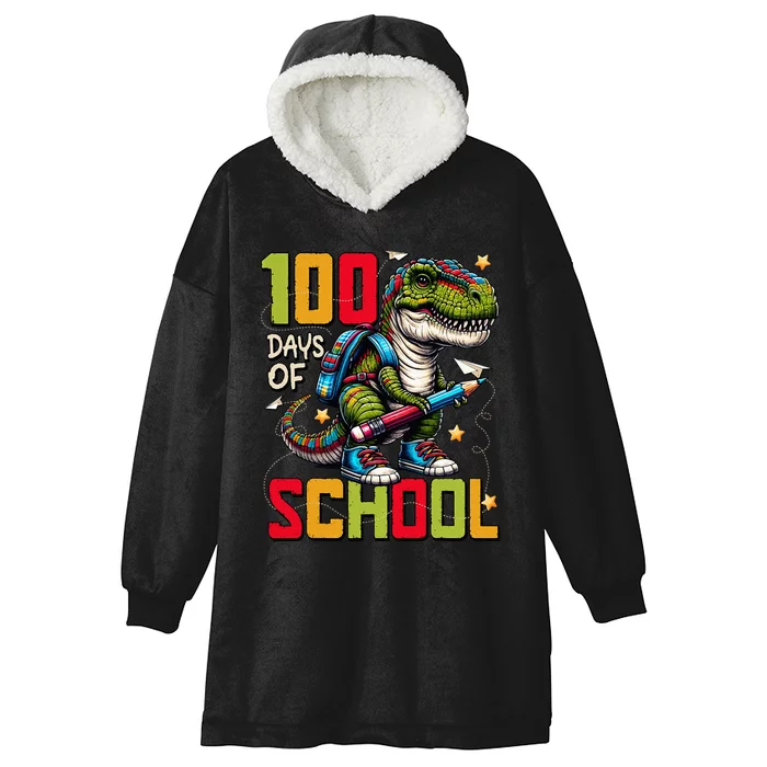 100 Days Of School Trex 100 Days Smarter 100th Day Of School Hooded Wearable Blanket