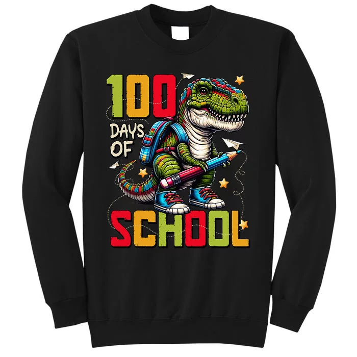 100 Days Of School Trex 100 Days Smarter 100th Day Of School Tall Sweatshirt