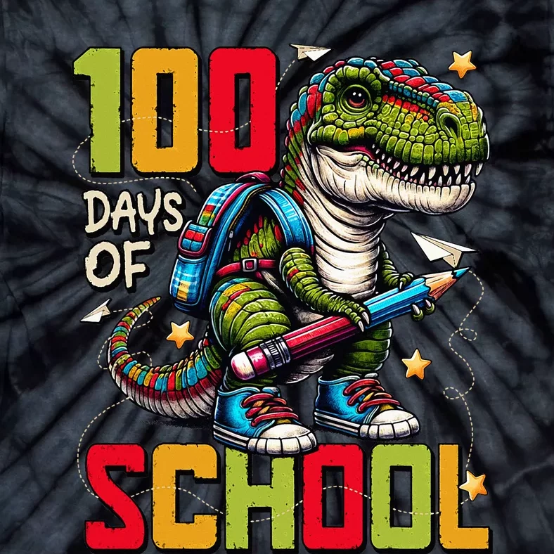 100 Days Of School Trex 100 Days Smarter 100th Day Of School Tie-Dye T-Shirt