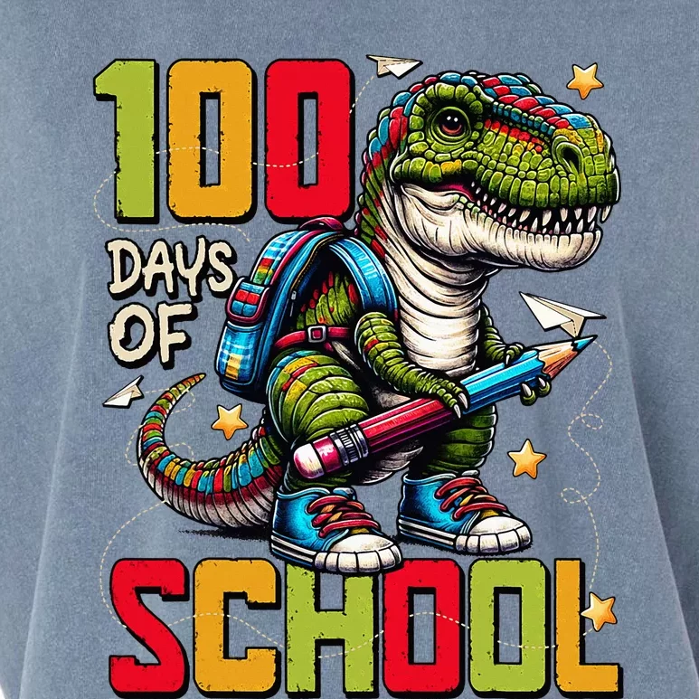 100 Days Of School Trex 100 Days Smarter 100th Day Of School Garment-Dyed Women's Muscle Tee