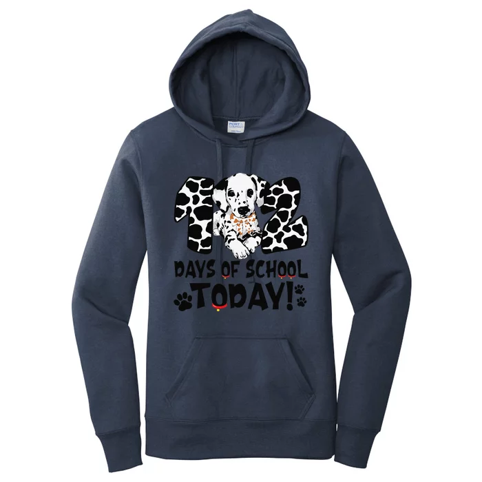 102 Days Of School Today Dalmatian Dog Funny 100th Day Women's Pullover Hoodie