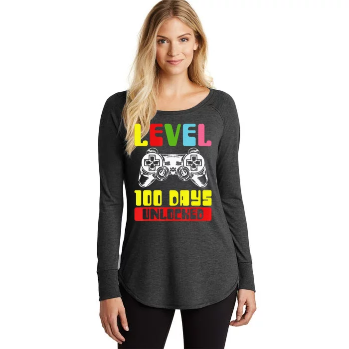 100 Days Of School Gamer Level 100 Days Unlocked Women's Perfect Tri Tunic Long Sleeve Shirt