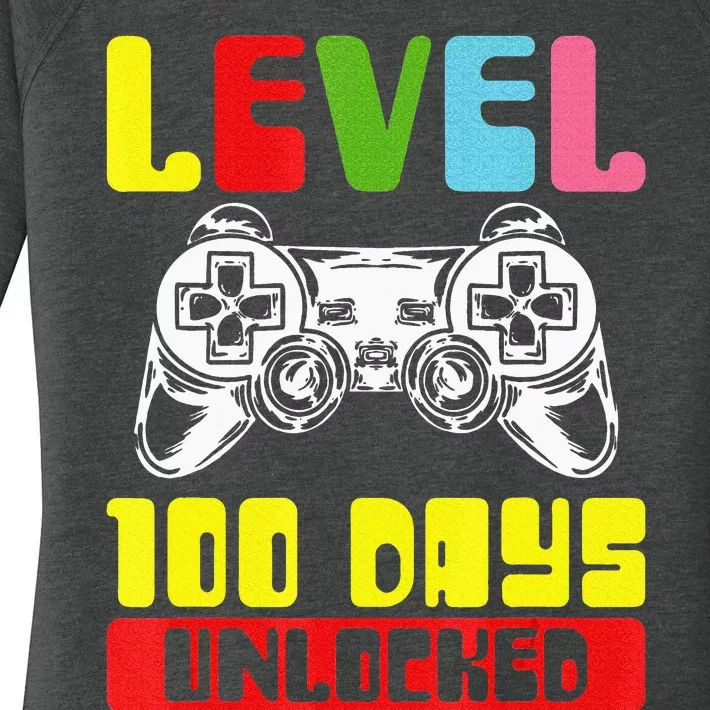 100 Days Of School Gamer Level 100 Days Unlocked Women's Perfect Tri Tunic Long Sleeve Shirt