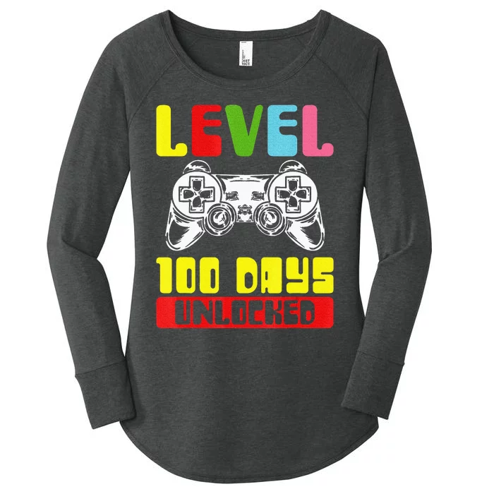 100 Days Of School Gamer Level 100 Days Unlocked Women's Perfect Tri Tunic Long Sleeve Shirt