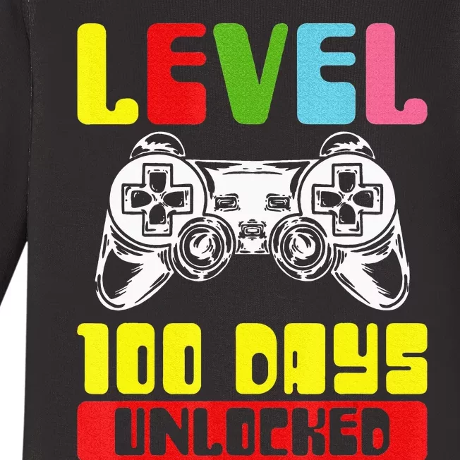 100 Days Of School Gamer Level 100 Days Unlocked Baby Long Sleeve Bodysuit