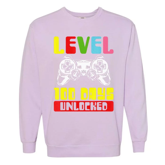 100 Days Of School Gamer Level 100 Days Unlocked Garment-Dyed Sweatshirt