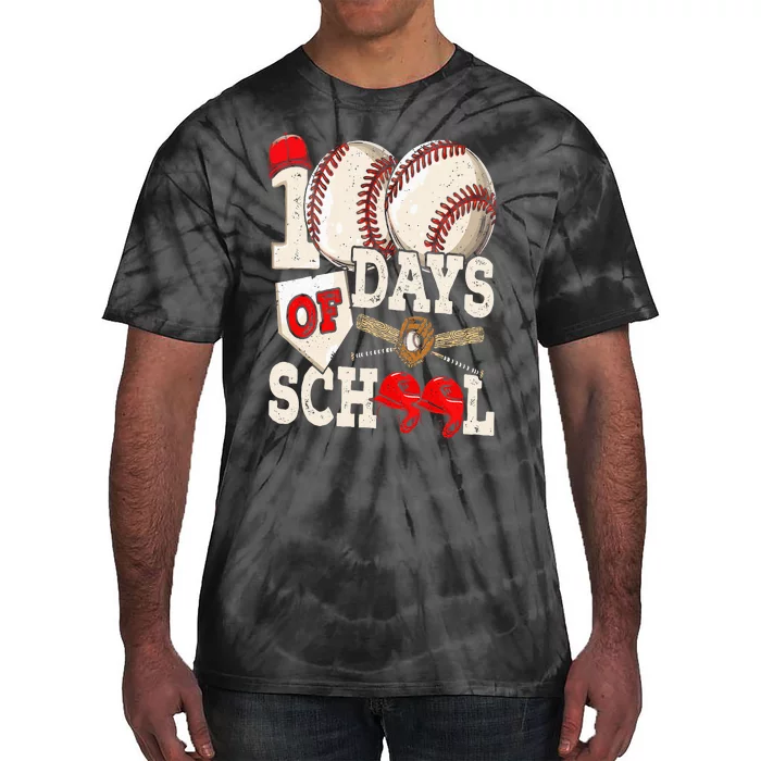 100 Days Of School Baseball 100th Day Of School Teacher Tie-Dye T-Shirt