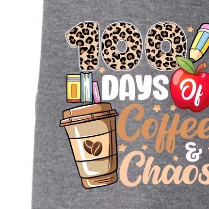 100 Days Of Coffee And Chaos 100th Day Of School Leopard Cute Gift Doggie 3-End Fleece Hoodie