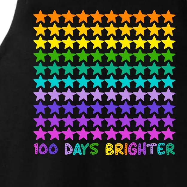 100 Days Of School Brighter Rainbow Star Ladies Tri-Blend Wicking Tank