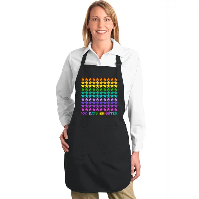 100 Days Of School Brighter Rainbow Star Full-Length Apron With Pocket