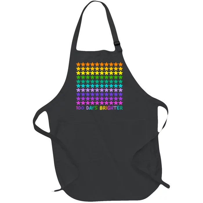 100 Days Of School Brighter Rainbow Star Full-Length Apron With Pocket