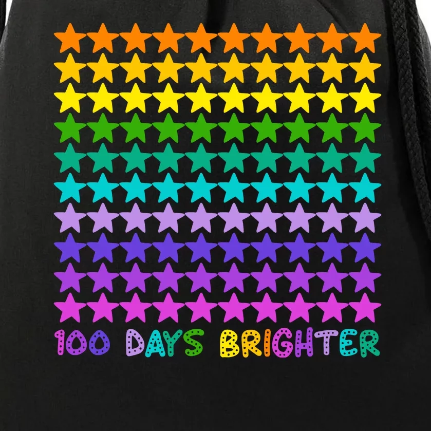 100 Days Of School Brighter Rainbow Star Drawstring Bag