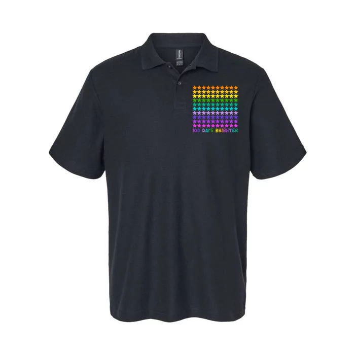 100 Days Of School Brighter Rainbow Star Softstyle Adult Sport Polo