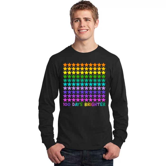 100 Days Of School Brighter Rainbow Star Tall Long Sleeve T-Shirt