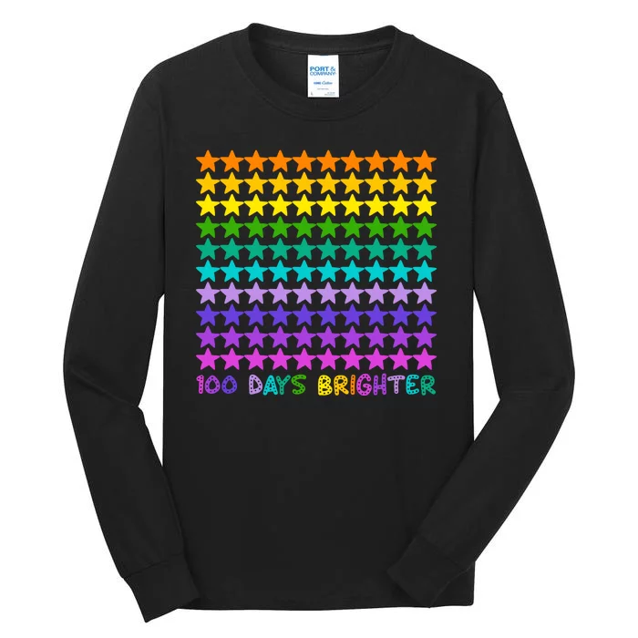 100 Days Of School Brighter Rainbow Star Tall Long Sleeve T-Shirt